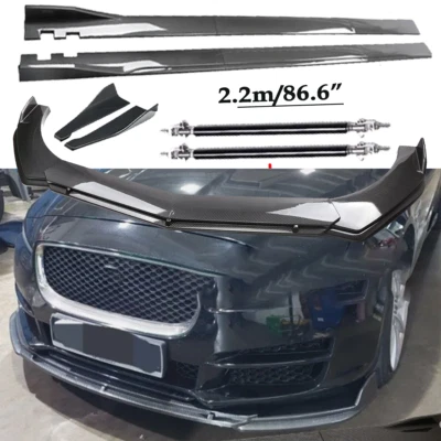 Carbon Fiber Front Bumper Lip Spoiler & Side Skirt For Jaguar XE XJ XJL XF Foto 1 de 4