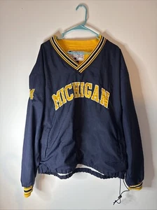 Champion Michigan Wolverines Pullover Windbreaker Jacket Vintage 90's Blue XL - Picture 1 of 4