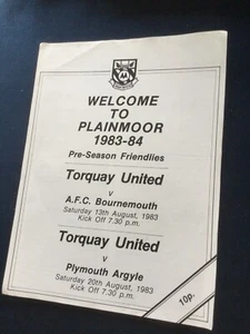 Torquay United v A.F.C Bournemouth & Plymouth Argyle Friendly Programme 1983 - Picture 1 of 1