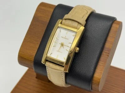 Reloj de Vestir Mujer Peugeot Chapado en Oro Rectángulo Cuero 3007 Batería Nueva Foto 1 de 4