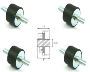 4 Rubber Vibration Isolator Mounts (1" Dia x 3/4 Thk) 5/16-18 x 1/2" Long Studs - Picture 1 of 1