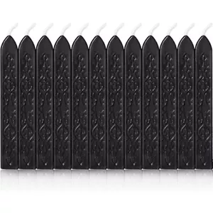 12 Stück Siegelwachssticks mit Dochten für Buchstaben Siegel Wachsstempel, Hochzeit schwarz - Bild 1 von 3