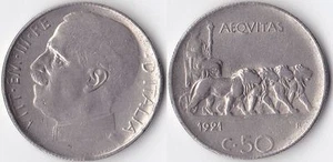 VITTORIO EMANUELE III 50 CENTESIMI 1921 RIGATO - Imagen 1 de 1
