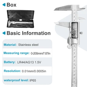 Edelstahl Elektronischer Messschieber Digitalanzeige Messschieber 200mm Messschieber - Bild 1 von 5