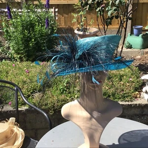 Turquoise wedding hat - Picture 1 of 5