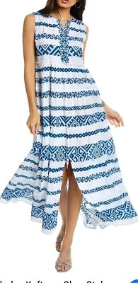 Maxi Vestido Bindu Anthropologie XS Algodón Estampado Helena Kaftan Nuevo con Etiquetas Foto 1 de 4