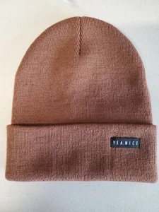 YEA. NICE Cuffed Beanie Hat Acrylic NWOT Medium Brown One Size - Picture 1 of 7