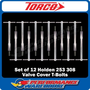 Juego de 12 pernos Holden 253 308 V8 cubierta de válvula de acero cromado estilo Moroso T-Bar - Imagen 1 de 2