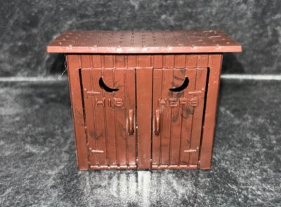 Plasticville - O-O27 Original vintage Outhouse Brown Marble Plastic His Hers - Image 1 of 4