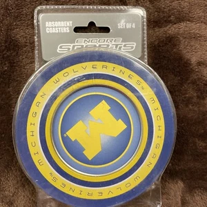 Michigan Wolverines Stone Coasters Encore Sports (Set of 4 w/Tin) New In Package - Picture 1 of 7