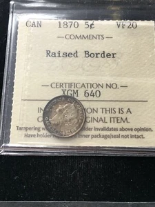 1870  RB  ICCS Graded Canadian,  5¢ Cent, **VF-20**#XGM 640 - Picture 1 of 8