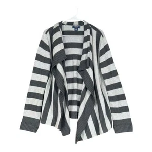 Cárdigan abierto tejido negro gris suéter boho drapeado maduro Chaps XL para mujer - Imagen 1 de 14