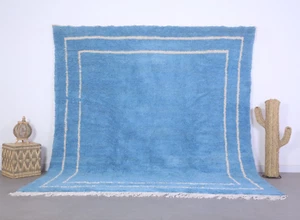 Blue Beni ourain rug 9 ft x 9 ft - Moroccan Rug - Berber rug - large area rug - Picture 1 of 14