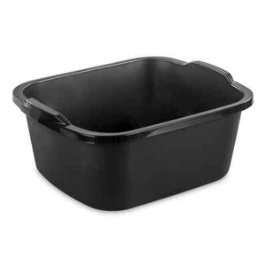 Dishpan Basin Dish Plastic Wash Food Kitchen Storage Box 18 Qt Black Tub Laundry - Picture 1 of 8