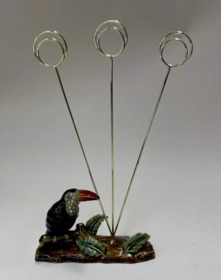 Photo Holder Three Photo Metal Toucan Bird Rhinestone Enamel - Image 1 of 4