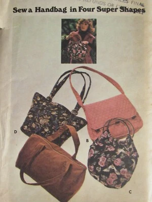 VTG 70s BUTTERICK 4520 Misses Handbags/Purse/Tote Bag in 4 Versions PATTERN UC - Image 1 of 3