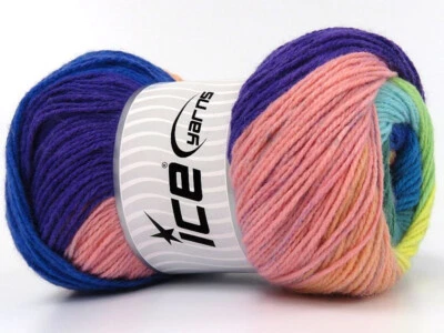 Lote de 4 hilos de hielo Magic Light hilo acrílico 4/100 g/360 m amarillo salmón púrpura Foto 1 de 4