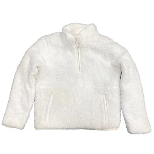 Wondershop Mädchen weiß Viertel Reißverschluss kuschelig flauschig Sherpa Jacke Sweatshirt - Bild 1 von 1