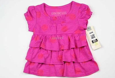 New OshKosh Baby Girl Pink Red Polka dot Ruffle Top NWT Size 18M 2T 3T 4T 5T - Image 1 of 4