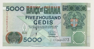 Ghana 5000 Cedis 2-9-2002 Pick 34.h UNC Uncirculated Banknote - Picture 1 of 2