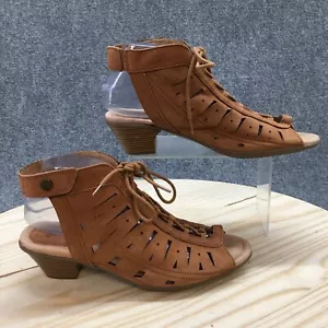 Earth Ankle Booties Womens 9.5B Brown Kristen Peep Toe Laced Up Casual Nubuck - Picture 1 of 17