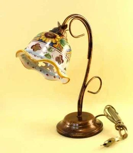 LUMETTO LAMPADA DA COMODINO CLASSICO CERAMICA SICILIANA DECORATA CANDIDA/LT - Picture 1 of 1