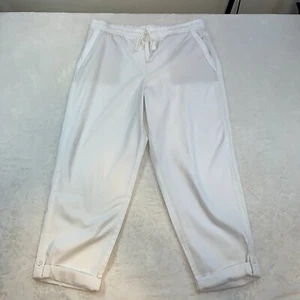Talbots Drawstring Elastic Waist Pull-On Cotton Tencel Pant Sz 10 Roll Tab Leg - Picture 1 of 9