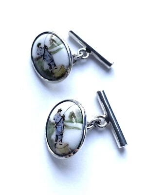 Vestido camisa de pescador esmaltado esmalte de plata esterlina 925 Foto 1 de 4