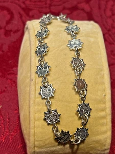 Vintage Vior Italy Sterling Silver 925 Dual Sided SunShine Bracelet 15 Discs 7"L - Picture 1 of 7
