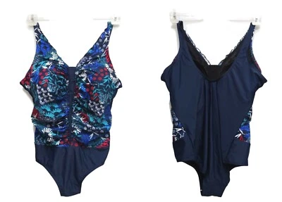 NEU Übergröße Damen Badeanzug leichter Shaping marine bunt Gr. 56, 58, 60 Cup C - Bild 1 von 4