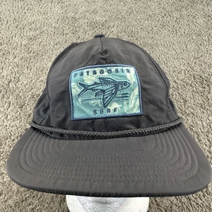 Patagonia Surf Hat Cap Strap Back Black Gray Nylon Rope Flying Fish Patch Mens - Picture 1 of 8