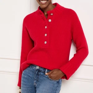 NWT Talbots Jewel Button Henley Pullover Sweater Cotton Wool Blend Size Large - Picture 1 of 9