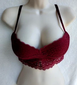 Exhilaration, Bra Size 36C Burgundy Lace Long Line Lingerie - Picture 1 of 7