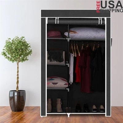 Armario Organizador Portátil Armario con Varilla Colgante Estantes Cubierta a Prueba de Polvo Nuevo Foto 1 de 4