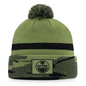 Men's Fanatics Camo Edmonton Oilers Military Appreciation Cuffed Knit Hat with - Picture 1 of 2