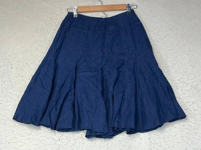 Falda INC International Concepts 100 % lino azul marino fluida hasta la rodilla boho talla 2 Foto 1 de 4