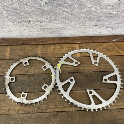 Vintage SR 110 BCD Road Bike Chainring Set 52t/40t Silver Alloy Double Turbine - Image 1 of 4