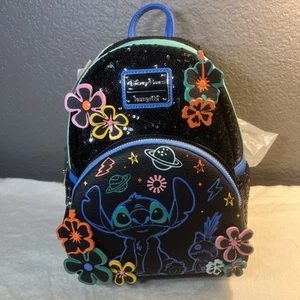 Disney Park Loungefly Black Sequin Mini Back Pack Stitch 626 Day New with tags - Picture 1 of 9