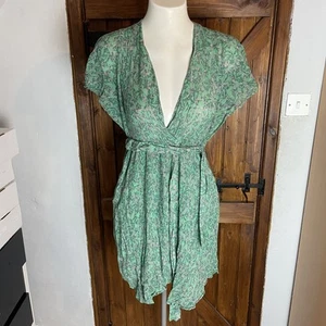 Berenice Women’s Green Floral Short Sleeve Wrap Knee Length Dress Size 36 UK 8 - Picture 1 of 7