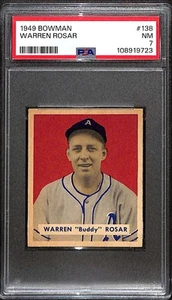 1949 Bowman #138 Buddy Rosar PSA 7 NM C96893 - Picture 1 of 3