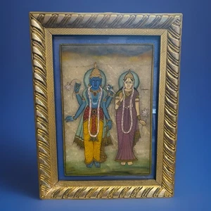 Rajasthan Hindu India Indian Painting on Stone Deity God Vishnu 4"x6" - Picture 1 of 3