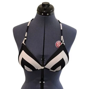 Top bikini California Waves bianco e nero con lacci e perizoma Medium - Foto 1 di 7