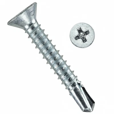 DIYUK Self-Drilling Countersunk Screws Zinc Plated For Metal, Wood & PVC
