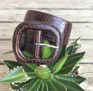 Banana Republic Brown Leather Embossed Wide Belt Size XS - Picture 1 of 6