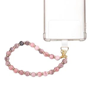 Bracelet de téléphone en perles de marbre, lanière de téléphone portable avec languette d'attache, zèbre rose - Photo 1/6