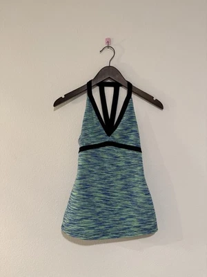 Camiseta sin mangas Y2K azul negro jaspeado con tiras Babydoll atlética gimnasio entrenamiento S Foto 1 de 4