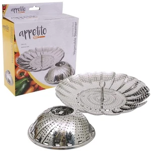 100% Genuine! Appetito S/S Vegetable Steamer Basket 28 cm Folding Mesh Tray! - Bild 1 von 4