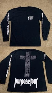 Camisa Justin Bieber Adulto Mediana Negra Manga Larga PERSONAL Backstage Tour R&B POP - Imagen 1 de 7