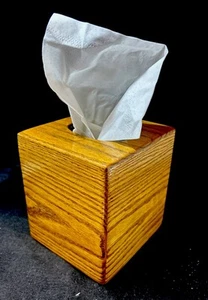 Vintage handgefertigte Massivholz quadratische Tissue Box Abdeckung passt Standard Kleenex Box - Bild 1 von 12