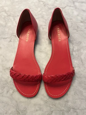 Talbots Women's Lulu Red Leather Braided Open Toe Sandals Shoes Size 8M EUC - Image 1 of 4